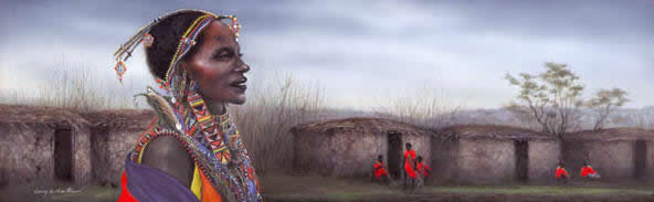 "Center of the Circle" Maasai Woman by American wildlife artist Larry K. Martin