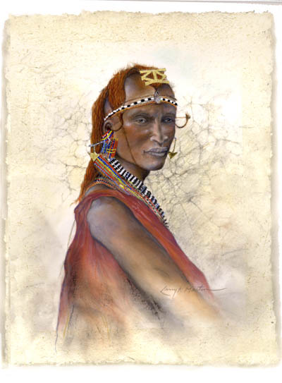 "Look of a Warrior" Maasair Morani by American wildlife artist Larry K. Martin