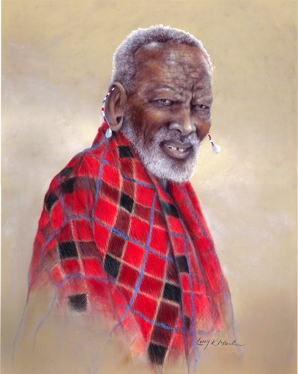 "Old Lion" Maasai Chief by American wildlife artist Larry K. Martin